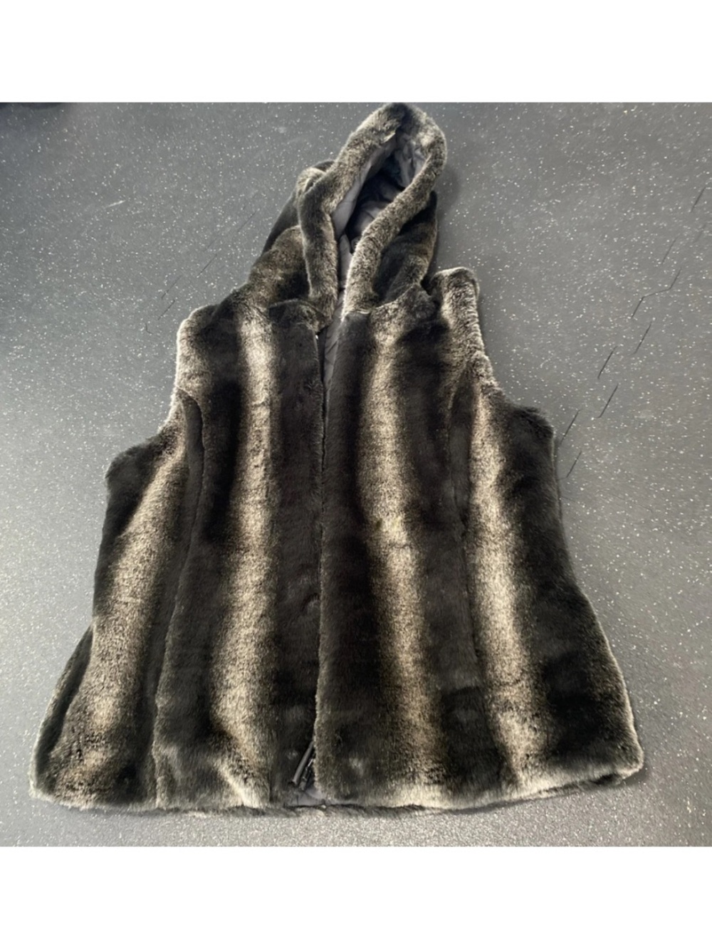 Kristen Blake Black Quilted & Faux Fur Reversible Hooded Vest Size Medium